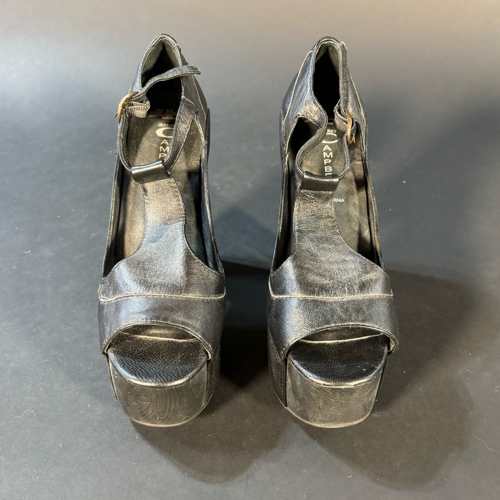 Jeffrey Campbell Black T-Strap Platform Heels